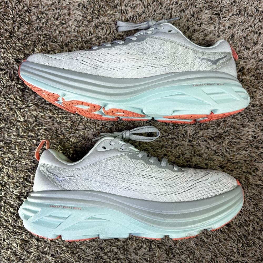 Hoka Bondi 8 Athletic Running Shoes Womens 8.5 B Aqua Gray Lightweight Walking - Picture 4 of 10